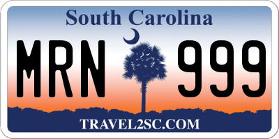 SC license plate MRN999