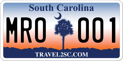SC license plate MRO001