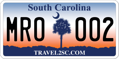 SC license plate MRO002