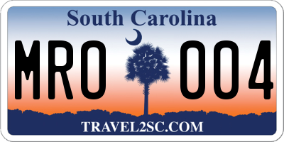 SC license plate MRO004
