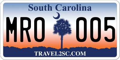 SC license plate MRO005