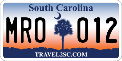 SC license plate MRO012