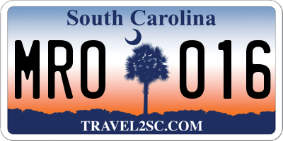 SC license plate MRO016