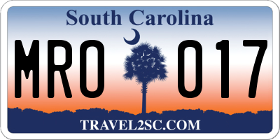 SC license plate MRO017