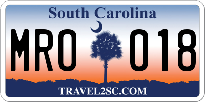 SC license plate MRO018
