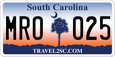 SC license plate MRO025
