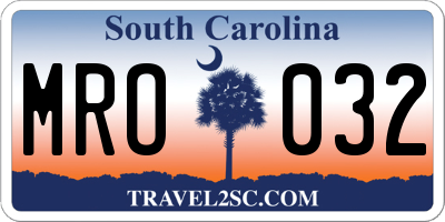 SC license plate MRO032
