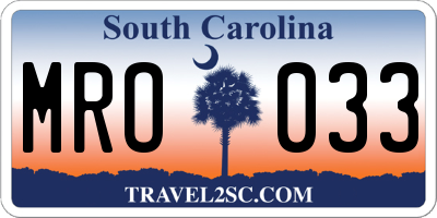SC license plate MRO033