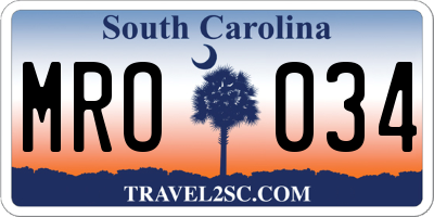 SC license plate MRO034