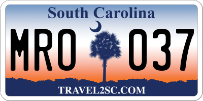SC license plate MRO037