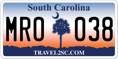 SC license plate MRO038