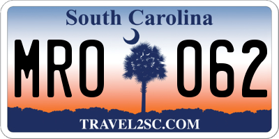 SC license plate MRO062