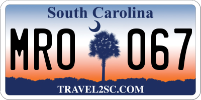 SC license plate MRO067
