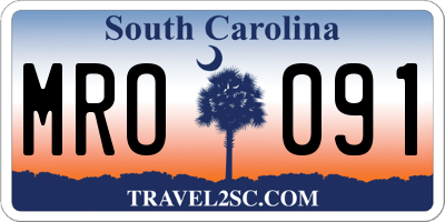 SC license plate MRO091
