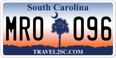 SC license plate MRO096