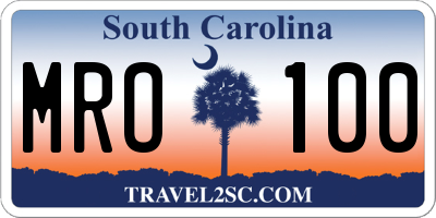 SC license plate MRO100