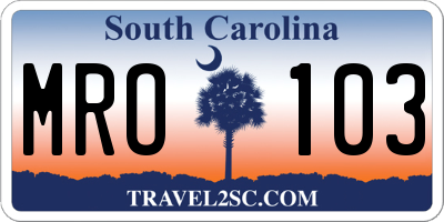 SC license plate MRO103