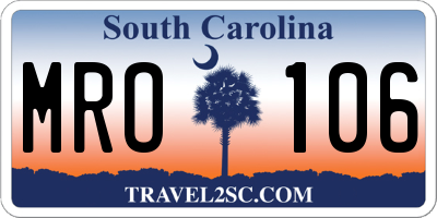 SC license plate MRO106