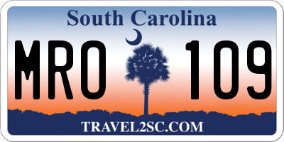 SC license plate MRO109