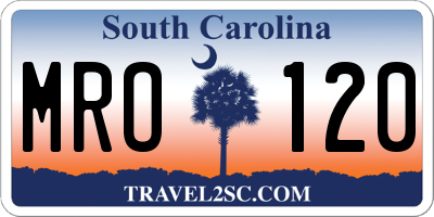 SC license plate MRO120