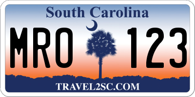 SC license plate MRO123