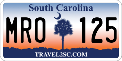 SC license plate MRO125