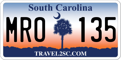 SC license plate MRO135