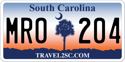 SC license plate MRO204