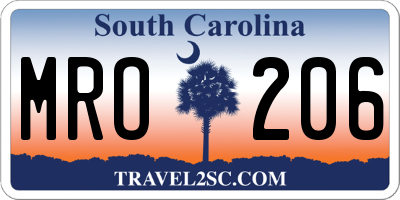 SC license plate MRO206