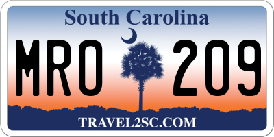 SC license plate MRO209