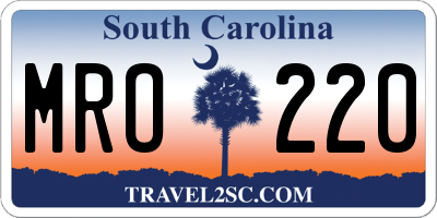 SC license plate MRO220