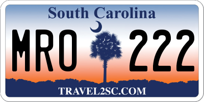 SC license plate MRO222