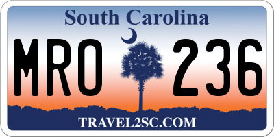 SC license plate MRO236