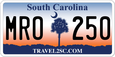 SC license plate MRO250
