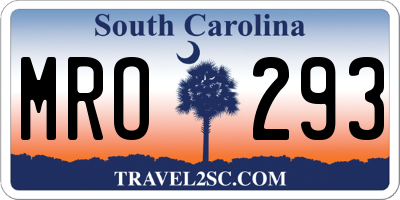 SC license plate MRO293