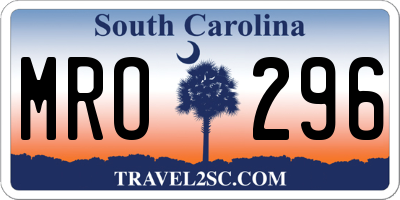 SC license plate MRO296