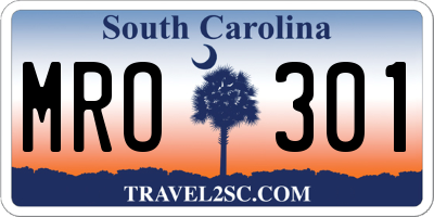 SC license plate MRO301