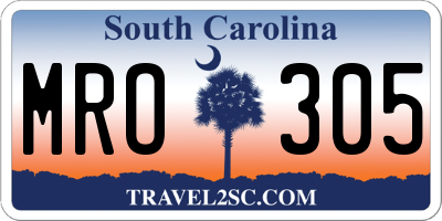 SC license plate MRO305