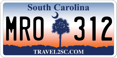 SC license plate MRO312