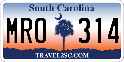 SC license plate MRO314