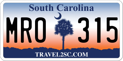 SC license plate MRO315