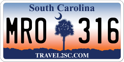SC license plate MRO316