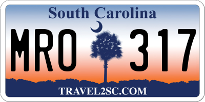 SC license plate MRO317
