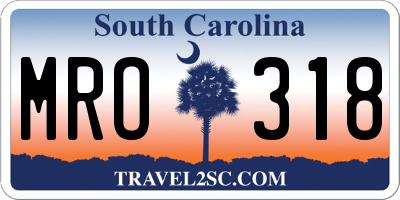 SC license plate MRO318