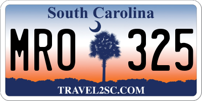 SC license plate MRO325