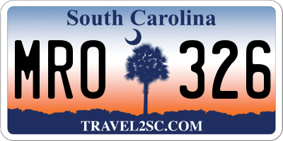 SC license plate MRO326