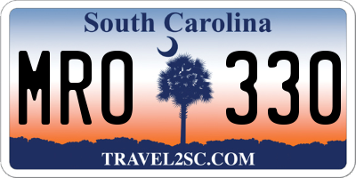 SC license plate MRO330