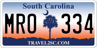 SC license plate MRO334