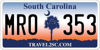 SC license plate MRO353