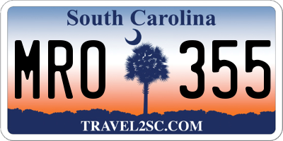 SC license plate MRO355